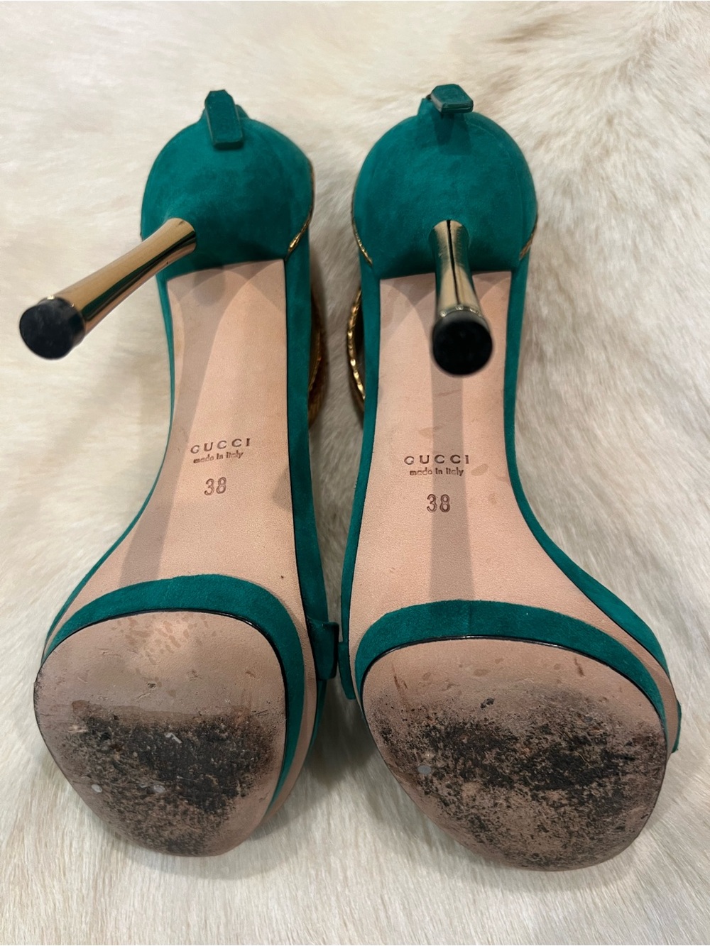 GUCCI Snakeskin Suede Sandals, size 8 (38) - Picture 3 of 3